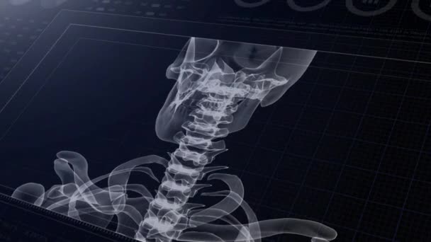 Medyczna Animacja Abstrakcyjna Uhd Interfejs Pulpitu Laboratoryjnego Badanie Szkieletu Ludzkiego — Wideo stockowe