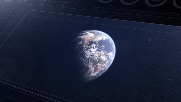 Interfejs Technologii Hud Earth Globalny Interfejs Technologia Wyświetlacz Infograficzny Wyświetlacz — Wideo stockowe