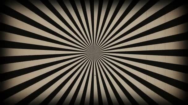 Rayons de soleil vintage fond. Fond d'animation solaire rétro rotatif. Lever de soleil lumineux animé avec vieux film vintage effet bande .