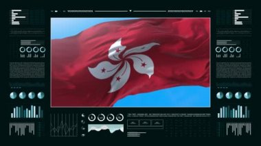 Hong Kong bilgilendirme analiz raporları ve finansal veriler, bilgi grafikleri bayrak, sütun numaraları ve pasta grafikleriyle animasyon gösteriyor. Mali bilimsel ve tıbbi konular.