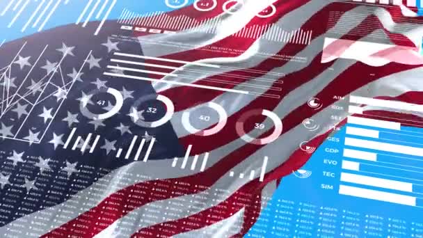 Amerika Informatieve Analyse Rapporten Financiële Gegevens Infographics Tonen Animatie Met — Stockvideo