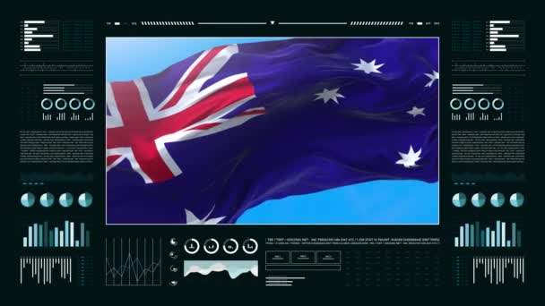 Отчеты Информационном Анализе Австралии Финансовые Данные Инфографика Отображают Анимацию Флагом — стоковое видео