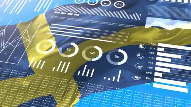 Sverige Informativa Analysrapporter Och Finansiella Data Infografik Visar Animation Med — Stockvideo