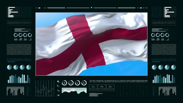 Angielskie Raporty Analizy Informacji Dane Finansowe Animacja Wyświetlania Infografik Flagą — Wideo stockowe