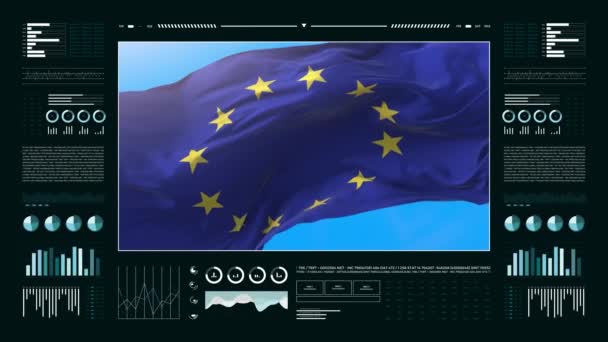 Отчеты Информационному Анализу Европейского Союза Финансовые Данные Инфографика Отображают Анимацию — стоковое видео