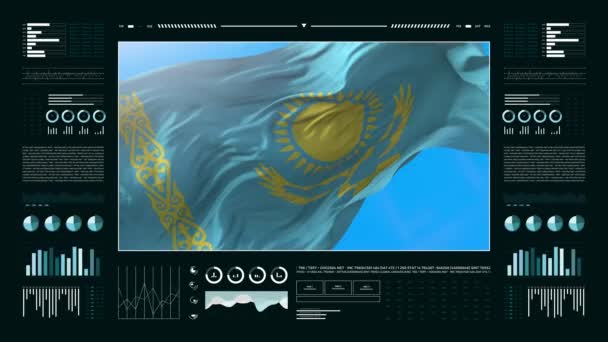 哈萨克斯坦的信息分析报告和财务数据 信息图形显示动画与标志 列号码和饼图 科学和医学专题 — 图库视频影像
