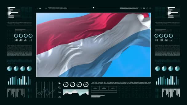 Luxemburgi Információs Elemzési Jelentések Pénzügyi Adatok Infografikák Animációt Mutatnak Zászlóval — Stock videók