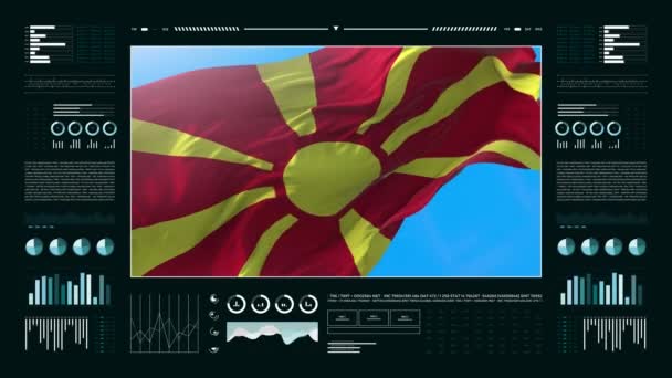 Macedonia Informational Analysis Reports Financial Data Infographics Display Animation Flag — Vídeos de Stock