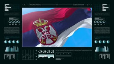 Sırbistan 'ın bilgilendirme analizi raporları ve mali veriler, bilgi grafikleri bayrak, sütun numaraları ve pasta grafikleriyle animasyon gösteriyor. Mali bilimsel ve tıbbi konular.
