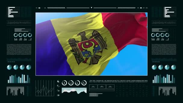 Moldawien Informationsanalyseberichte Und Finanzdaten Infografiken Zeigen Animationen Mit Flagge Spaltennummern — Stockvideo