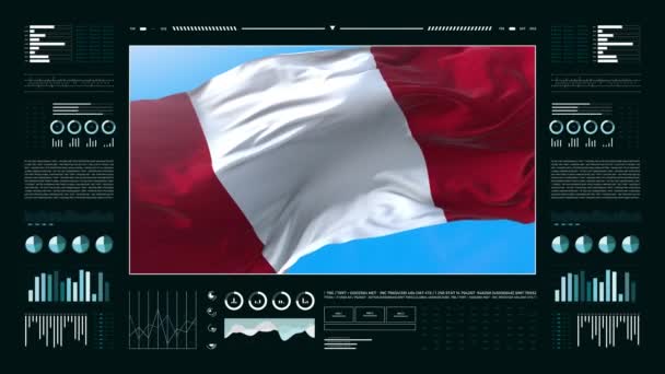 Отчеты Информационному Анализу Перу Финансовые Данные Инфографика Отображают Анимацию Флагом — стоковое видео