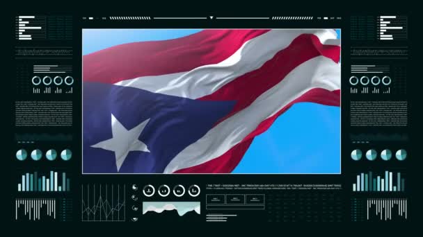 Puerto Rico Informationsanalyseberichte Und Finanzdaten Infografiken Zeigen Animationen Mit Flagge — Stockvideo