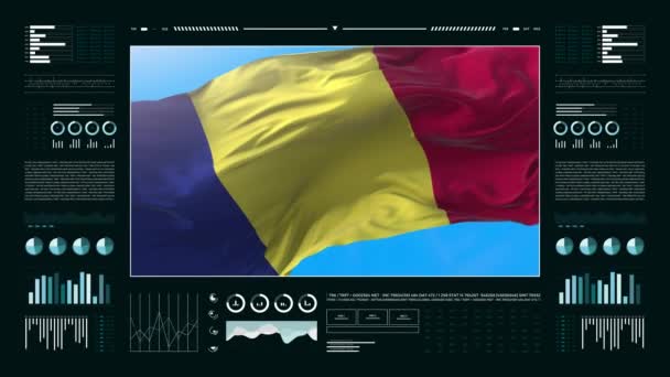 Румынские Информационные Аналитические Отчеты Финансовые Данные Инфографика Отображают Анимацию Флагом — стоковое видео