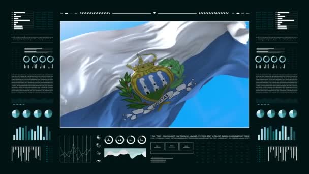 Informační Analytické Sestavy San Marina Finanční Data Infografiky Zobrazují Animaci — Stock video