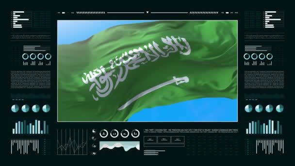 Arabia Saudita Informes Análisis Informativos Datos Financieros Infografías Muestran Animación — Vídeo de stock