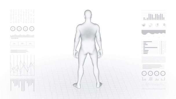 Man Back Pathology Body Boy Rotating Animation Closeup Male Human — Stock Video