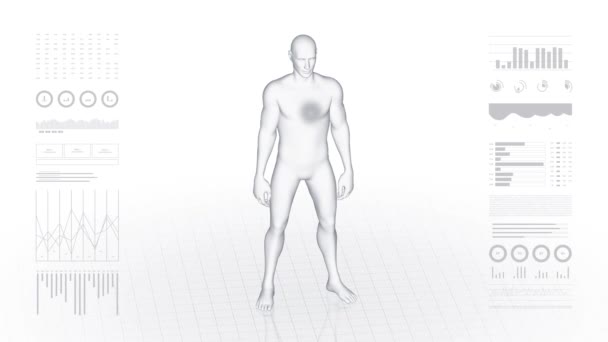 Homme Avec Une Pathologie Cardiaque Corps Garçon Rotation Animation Gros — Video