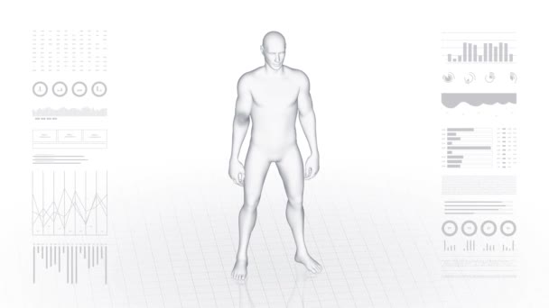 Homme Avec Pathologie Coude Corps Garçon Rotation Animation Gros Plan — Video