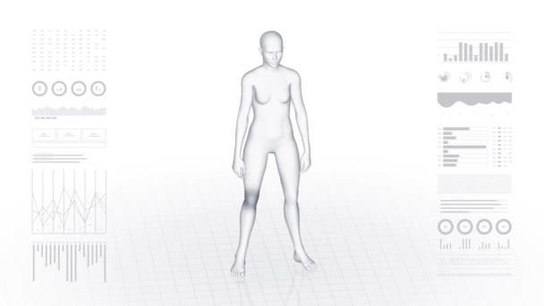 Chica Con Patología Rodilla Cuerpo Mujeres Animación Rotatoria Primer Plano — Vídeo de stock