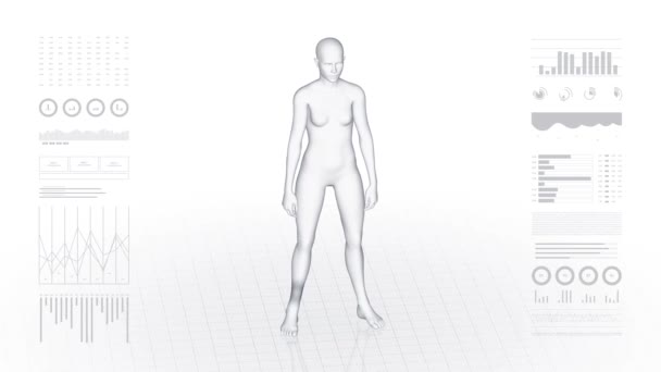 Mädchen Mit Knöchelpathologie Körper Von Frauen Rotierende Animation Und Nahaufnahme — Stockvideo