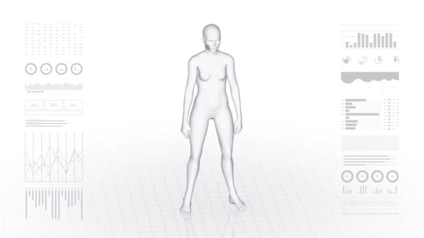Fogászati Patológiás Lány Női Test Forgatás Animáció Közelkép Női Emberi — Stock videók