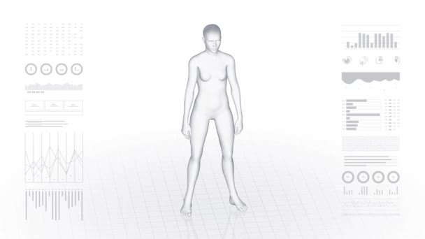 Chica Con Dolor Cabeza Patología Cuerpo Mujeres Animación Rotatoria Primer — Vídeo de stock