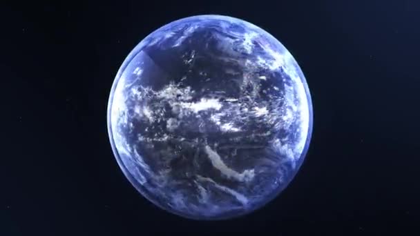 行星地球 从太空看 3D地球 通过宇宙 恒星和同温层旋转动画 4K分辨率 — 图库视频影像