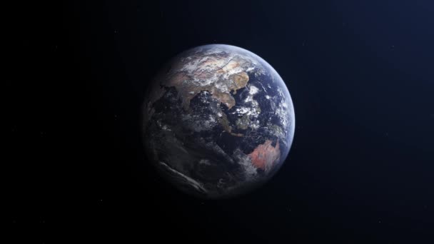 Planet Earth View Space Terrestrial Globe Rotating Animation Cosmos Stars — Stock Video