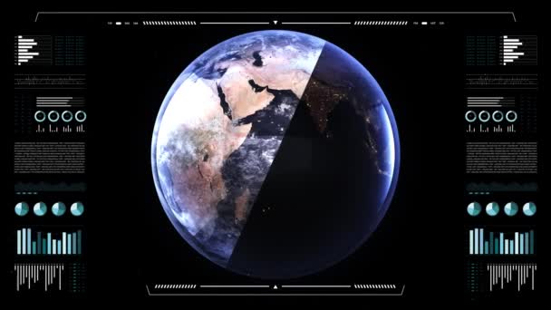 Planeta Terra Visão Dividida Noite Dia Globo Terrestre Tecnologia Dados — Vídeo de Stock