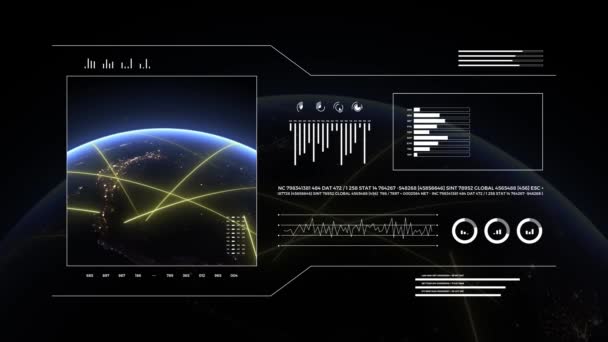 Planet Earth Analytics Display Snabba Linjer Rör Sig Sydamerika Symbol — Stockvideo