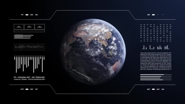 Planeta Země Analytickém Displeji Pozemní Globus Animace Světová Datová Technologie — Stock video