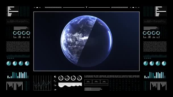 Planeta Ziemia Podzielony Widok Dzień Nocy Ziemski Glob Technologia Danych — Wideo stockowe