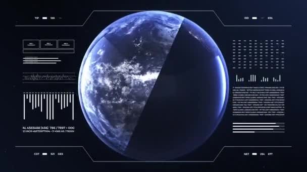 行星地球日日夜夜的分景3D地球 信息技术Hud显示接口 4K分辨率 — 图库视频影像