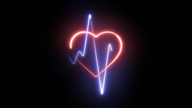 Kalp atışı lazer neon etkisi. Sağlık, sağlık veya spor salonu konsepti.