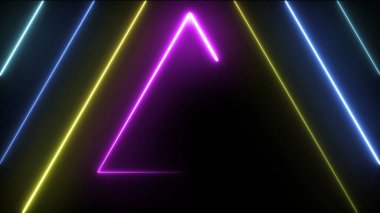 Soyut arka plan, lazer çerçeve floresan ultraviyole ışık çizgileri. Lazer efektli neon kutu deseni.