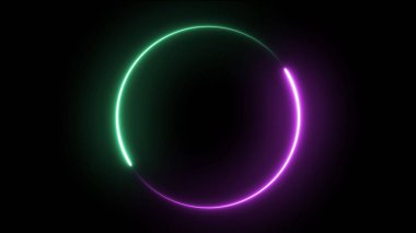 Soyut arka plan, lazer çerçeve floresan ultraviyole ışık çizgileri. Lazer efektli neon kutu deseni.