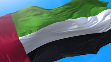 Birleşik Arap Emirlikleri bayrağı rüzgarda dalgalanıyor. Emir arkaplanı 