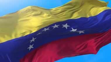 Venezuela bayrağı rüzgar Venezuela arka planında dalgalanıyor. Venezuela geçmişi 