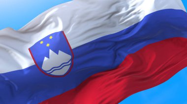 Slovenya bayrağı rüzgar Gerçekçi Slovenya arka planında dalgalanıyor. Slovenya arka planı 
