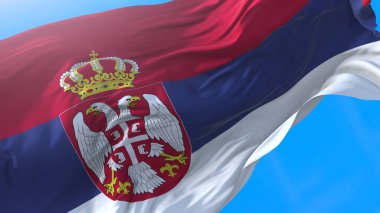 Sırbistan, rüzgarda sallanan gerçekçi Sırp arka planında bayrak sallıyor. Sırbistan arka planı 