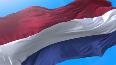 Hollanda rüzgarında dalgalanan Hollanda bayrağı. Hollanda arka planı