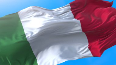 İtalyan rüzgârında sallanan İtalyan bayrağı. İtalya arka planı 