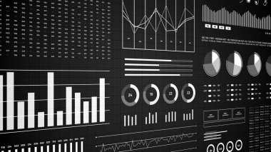 İstatistikler, finans piyasası verileri, analiz ve raporlar, rakamlar ve grafikler. 3d bilgi grafikleri.