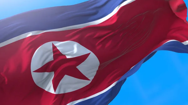 Coreia Norte Agitando Bandeira Fundo Colombiano — Fotografia de Stock
