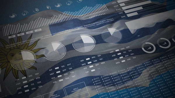 Uruguayské Informační Analytické Sestavy Finanční Data Infografický Displej Příznakem Čísla — Stock fotografie