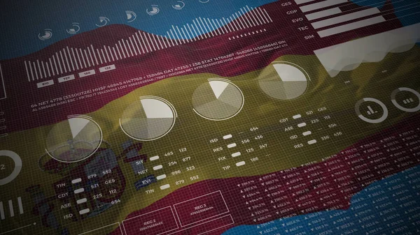 Espanha Relatórios Análise Informacional Dados Financeiros Exibição Infográficos Com Bandeira — Fotografia de Stock