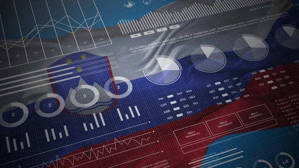 Eslovénia Relatórios Análise Informacional Dados Financeiros Exibição Infográficos Com Bandeira — Fotografia de Stock