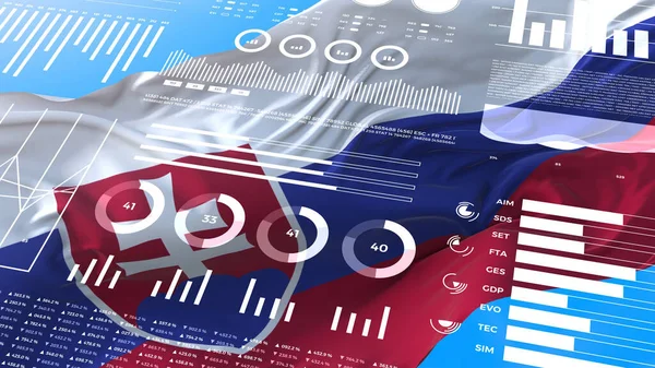 Eslováquia Relatórios Análise Informacional Dados Financeiros Exibição Infográficos Com Bandeira — Fotografia de Stock