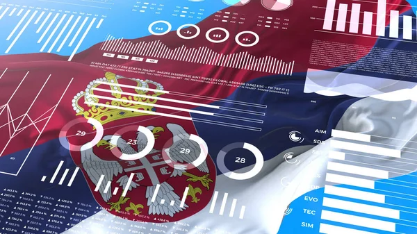 Сербський Інформаційний Аналіз Звітів Фінансових Даних Інфографіка Відображається Прапором Номерами — стокове фото
