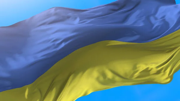Прапор України Розмахує Вітром Реалістичного Україніанського Походження Походження України — стокове фото